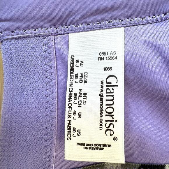 Glamorise No Bounce Cami Sports Bra Purple 40J Workout Running - Picture 5 of 6